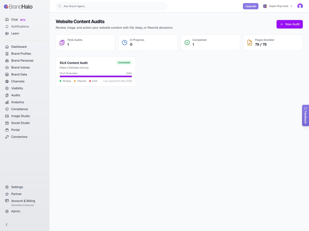 Audits dashboard view