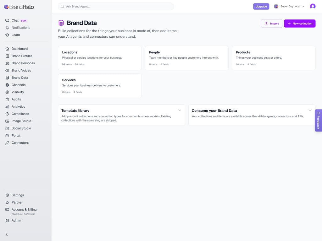 Brand Data dashboard view