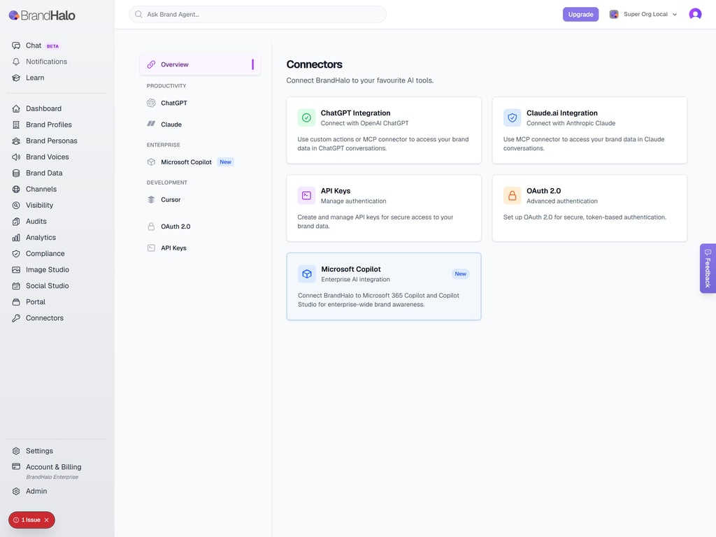 Connectors dashboard view