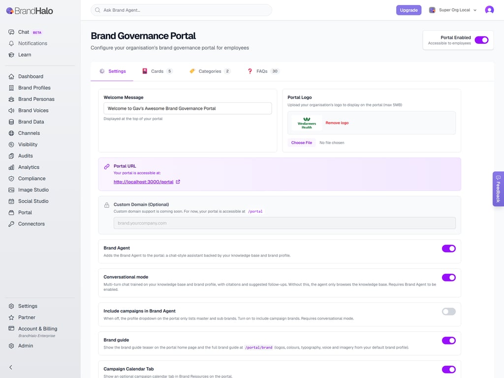 Portal dashboard view