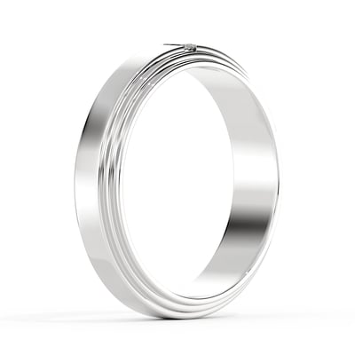 3 Ridge Band with Emerald Stone, Mens Bands, image 2 by Grandeur Diamonds