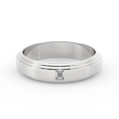 3 Ridge Band with Emerald Stone, Mens Bands by Grandeur Diamonds