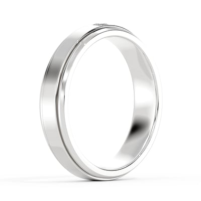 2 Grooves Bevelled Edge with Single Princess, Mens Bands, image 2 by Grandeur Diamonds