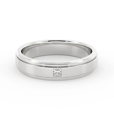 2 Grooves Bevelled Edge with Single Princess, Mens Bands by Grandeur Diamonds