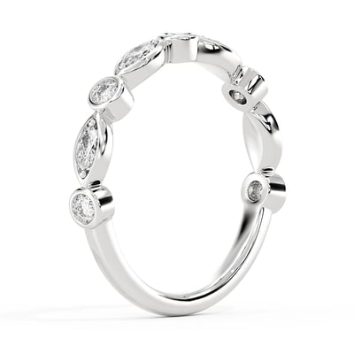 Marquise & Round Bezel Set, Wedding Bands, image 2 by Grandeur Diamonds