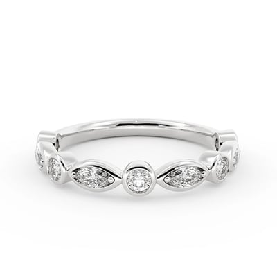 Marquise & Round Bezel Set, Wedding Bands by Grandeur Diamonds