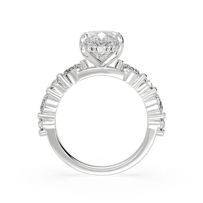 Signature Marquise Hidden Halo with Marquise and Round Band, Engagement Ring, image 3 by Grandeur Diamonds
