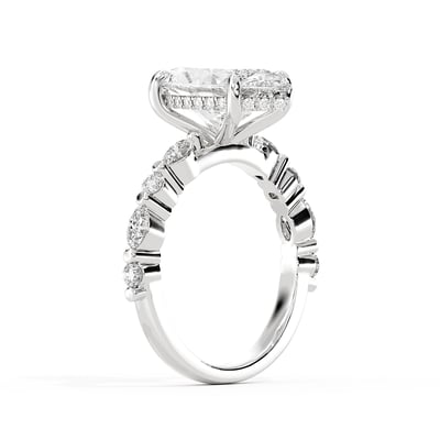 Signature Marquise Hidden Halo with Marquise and Round Band, Engagement Ring, image 2 by Grandeur Diamonds