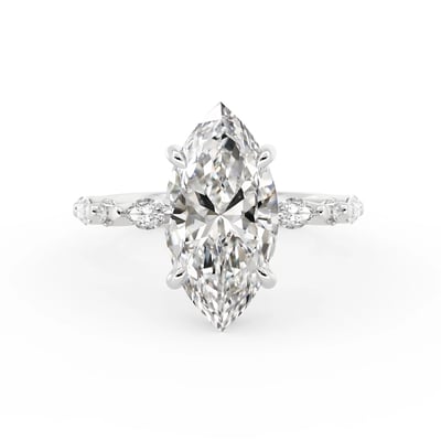 Signature Marquise Hidden Halo with Marquise and Round Band, Engagement Ring by Grandeur Diamonds