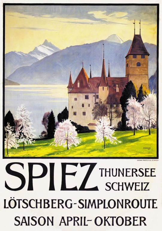 Plinio Colombi: Poster Spiez Thunersee Schweiz — Plinio Colombi, 1925