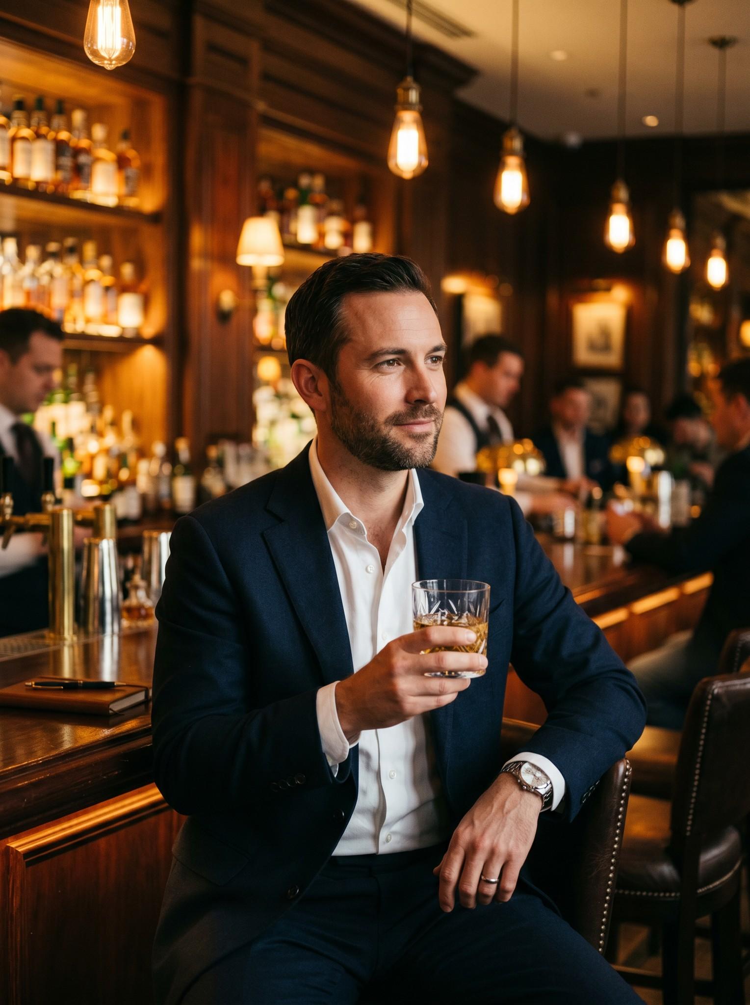 Quiet Luxury · whisky egy hotelbárban