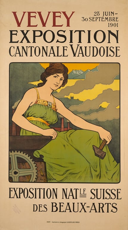 Poster Exposition Cantonale Vaudoise 1901 — Philippe Recordon, 1901
