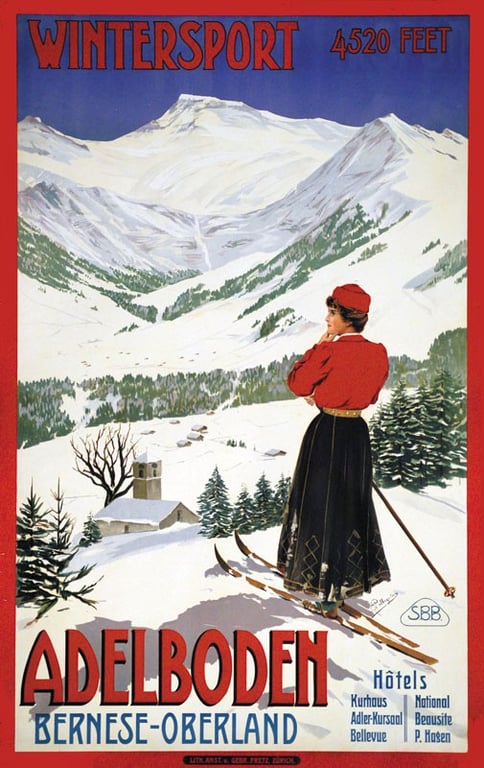Carlo Pellegrini: Poster Adelboden Bernese Oberland — Carlo Pellegrini, 1905