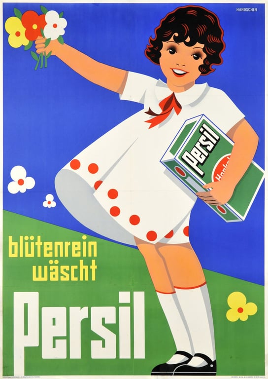 Johannes Handschin: Poster blütenrein wäscht Persil — Johannes Handschin, 1933