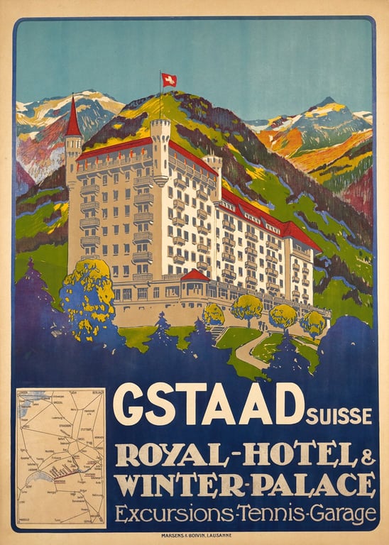 Carlo Pellegrini: Poster Royal-Hotel & Winter-Palace Gstaad — Carlo Pellegrini, 1913