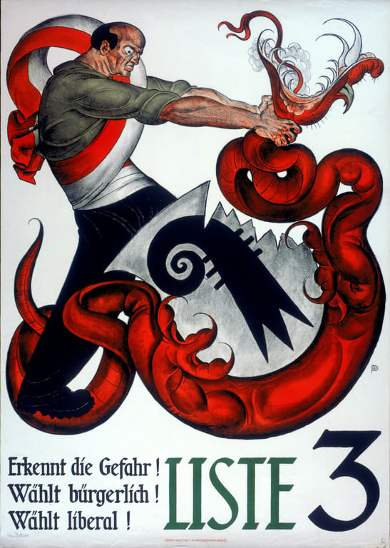 Erkennt die Gefahr! Wählt bürgerlich! Wählt liberal! Liste 3 — Otto Plattner, 1934