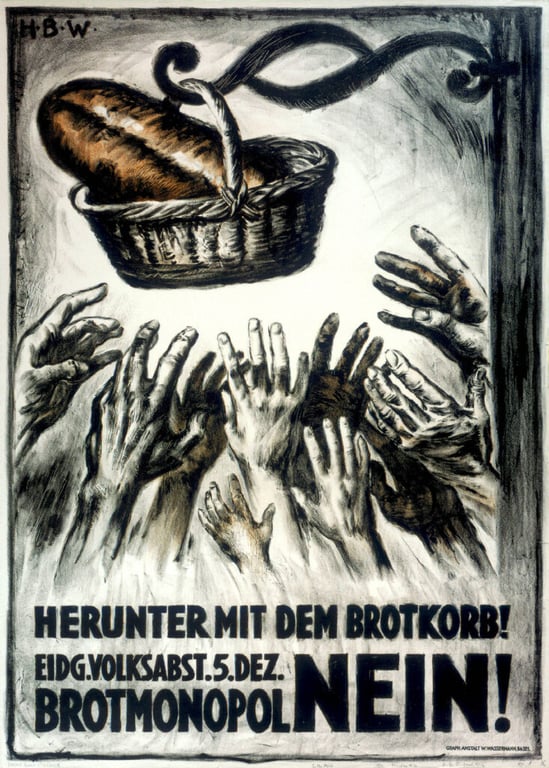 Herunter mit dem Brotkorb! Eidg. Volksabst. 5. Dez. Brotmonopol Nein! — Hans Beat Wieland, 1926
