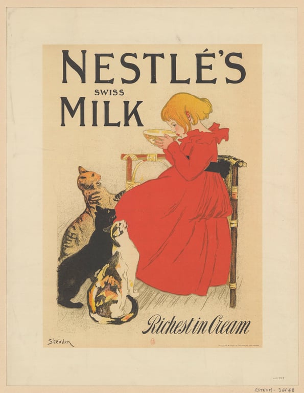 Nestlé's Swiss Milk - Richest in Cream — Théophile Steinlen, 1894