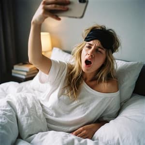 Instagram · kiinduló szelfi ásítva az ágyban