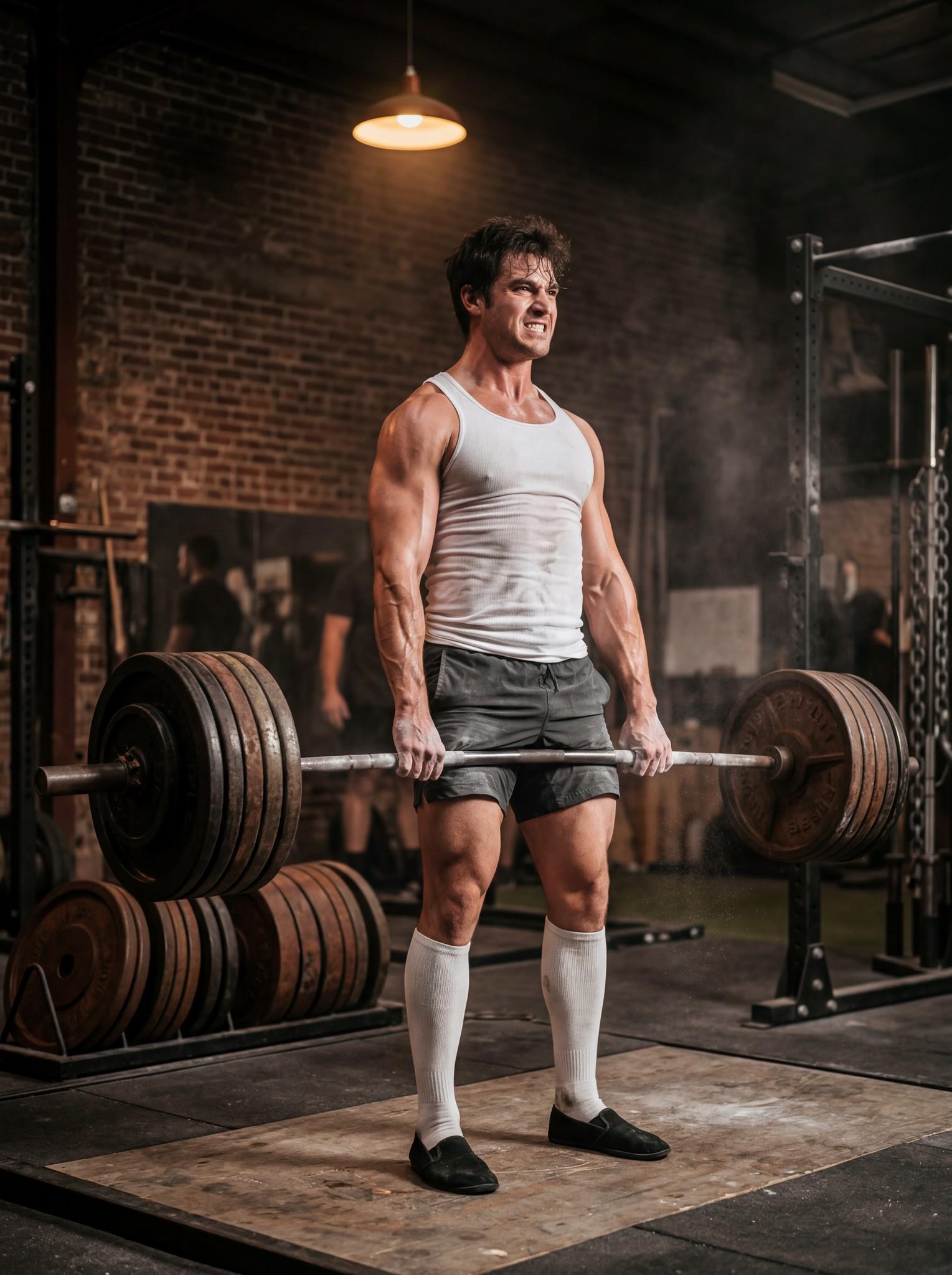Fitnesz · felhúzás a végpontban, krétaporban