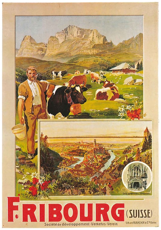 Poster advertising tourism in the canton of Fribourg (Switzerland) — Anton Reckziegel, 1895