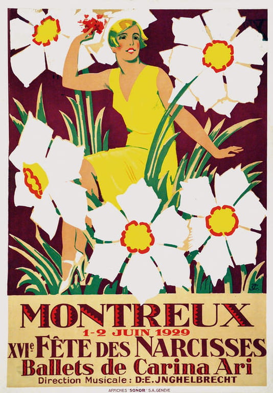 Jules Courvoisier: Poster Fête des Narcisses 1929 — Jules Courvoisier, 1929