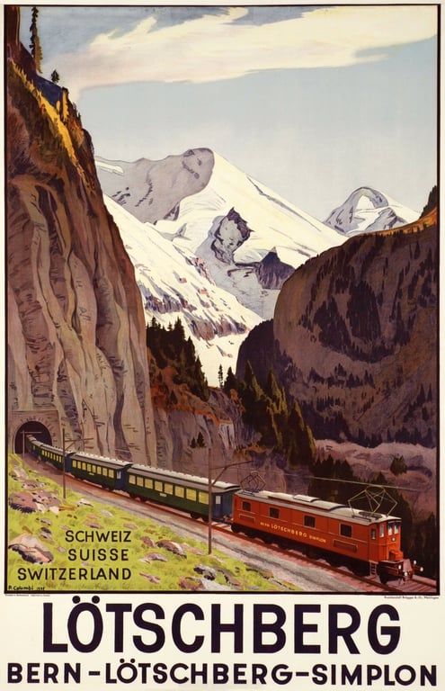Plinio Colombi: Poster Lötschberg - Bern - Simplon — Plinio Colombi, 1937