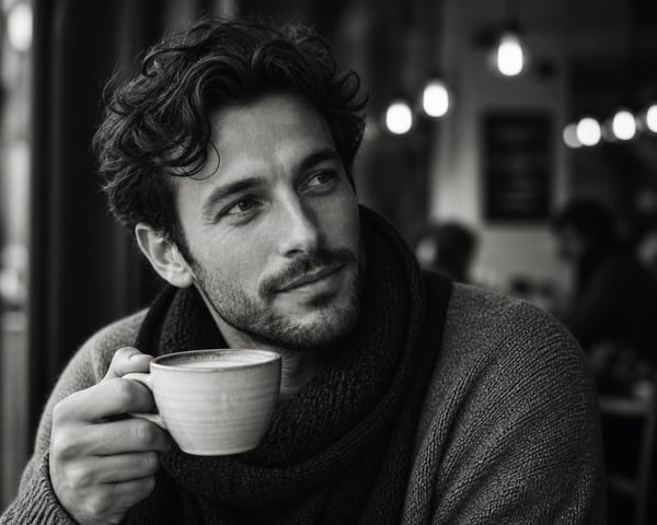 AI Dating · Cafe black-and-white