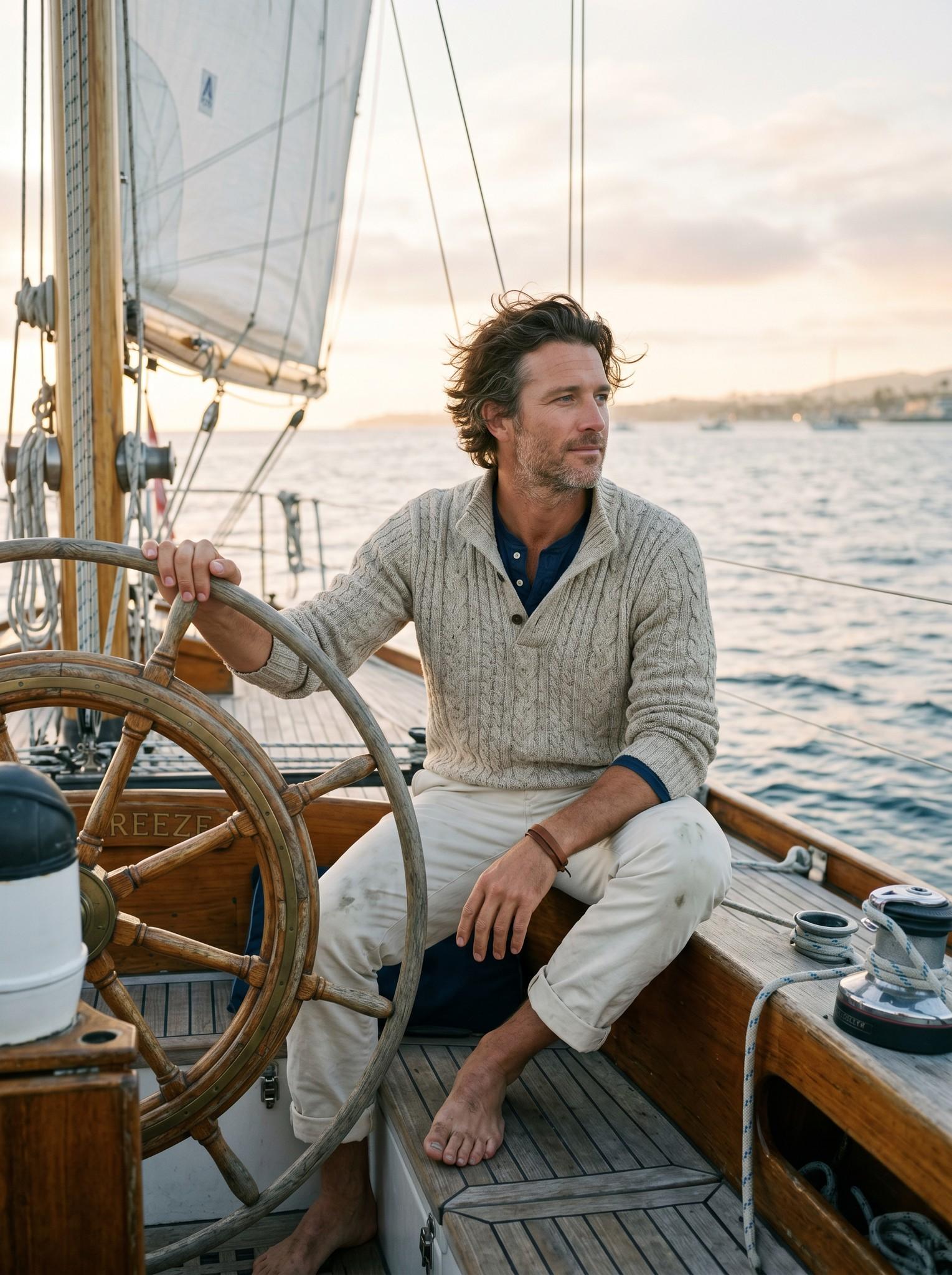 Quiet Luxury · kéz a vitorlás kormánykerekén