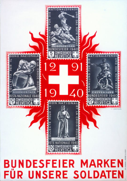 Bundesfeier Marken für unsere Soldaten — Charles L'Eplattenier, 1940