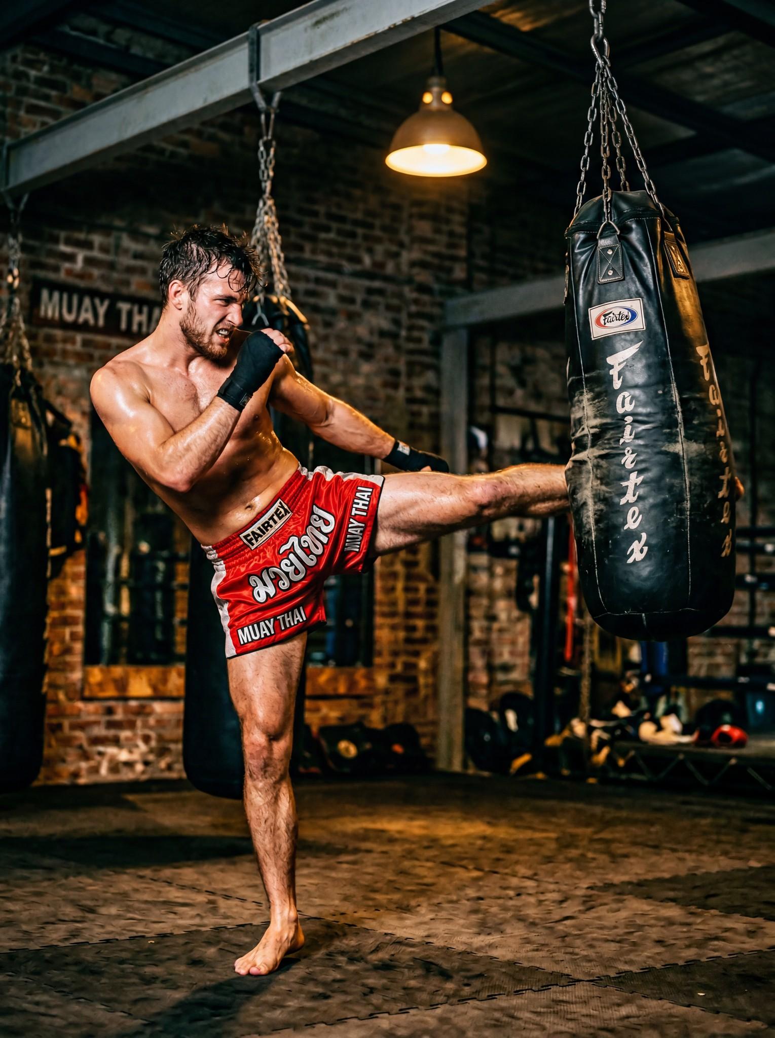 Fitnesz · muay thai körrúgás a bokszzsákba