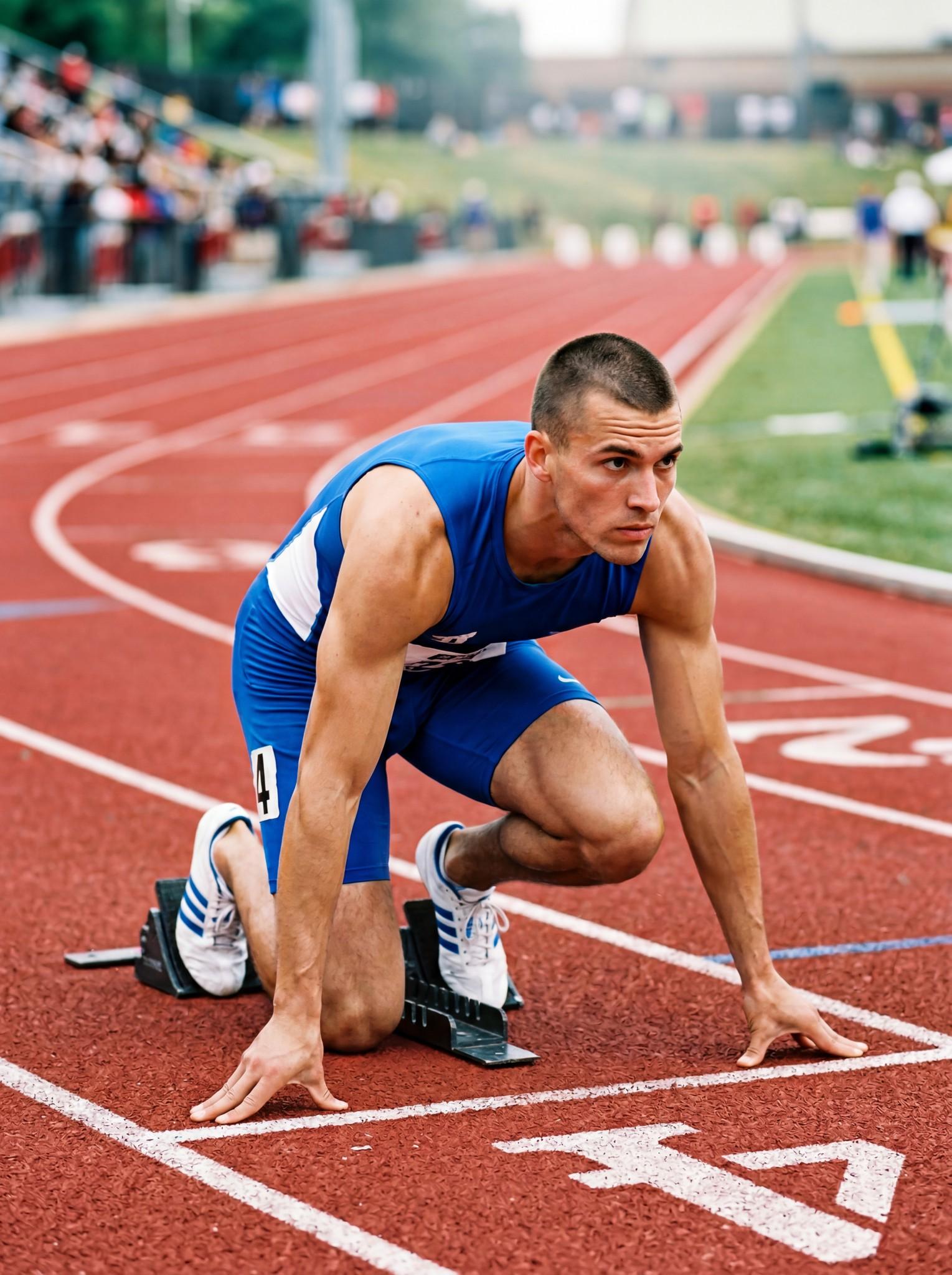 Fitnesz · futó a rajtgépben a pályán