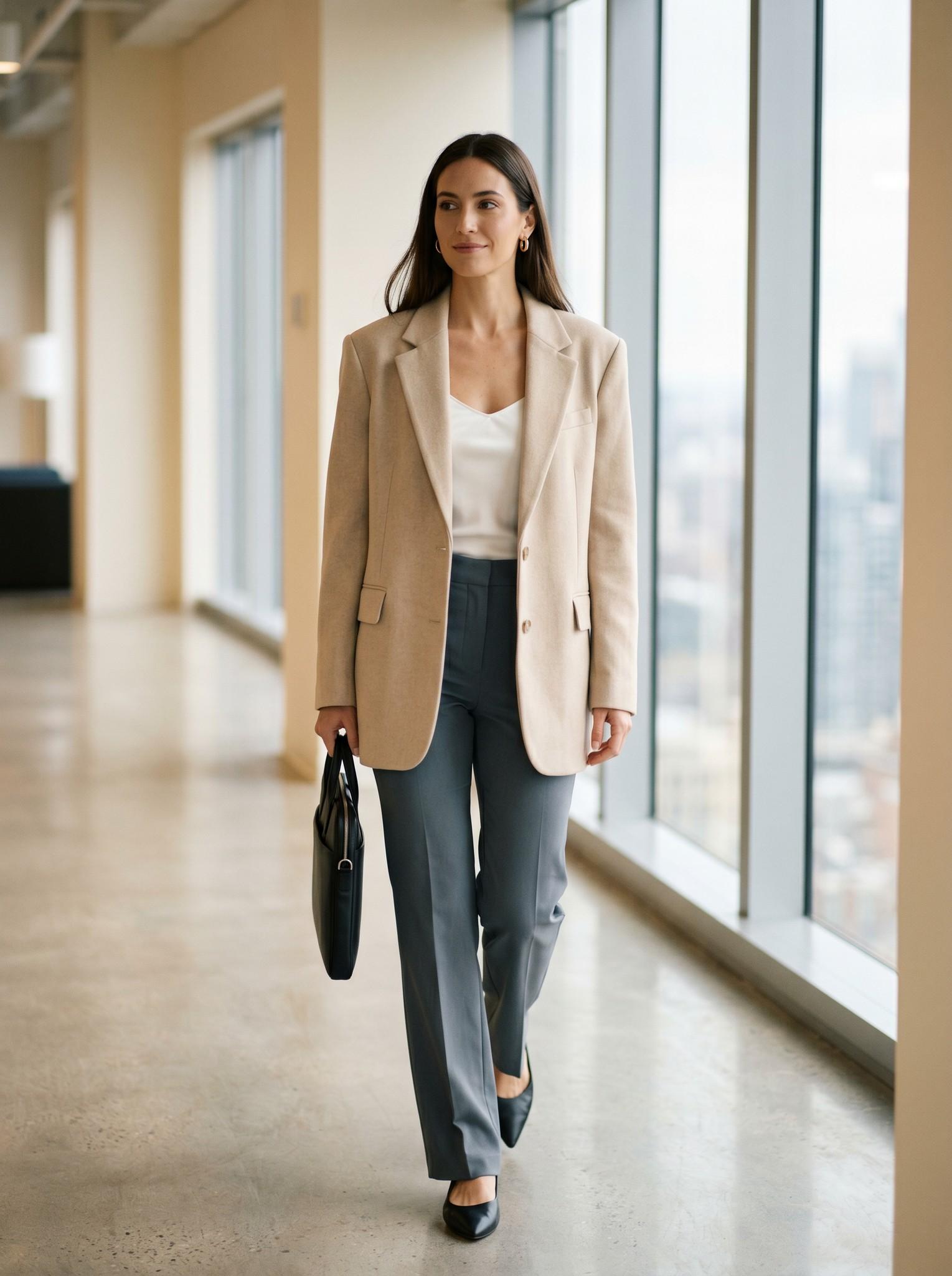 Vinted · oversize blézer az irodafolyosón