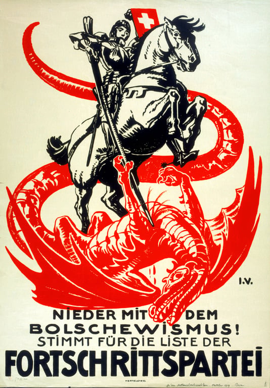 Nieder mit dem Bolschewismus! Stimmt für die Liste der Fortschrittspartei — Julius Vögtli, 1919