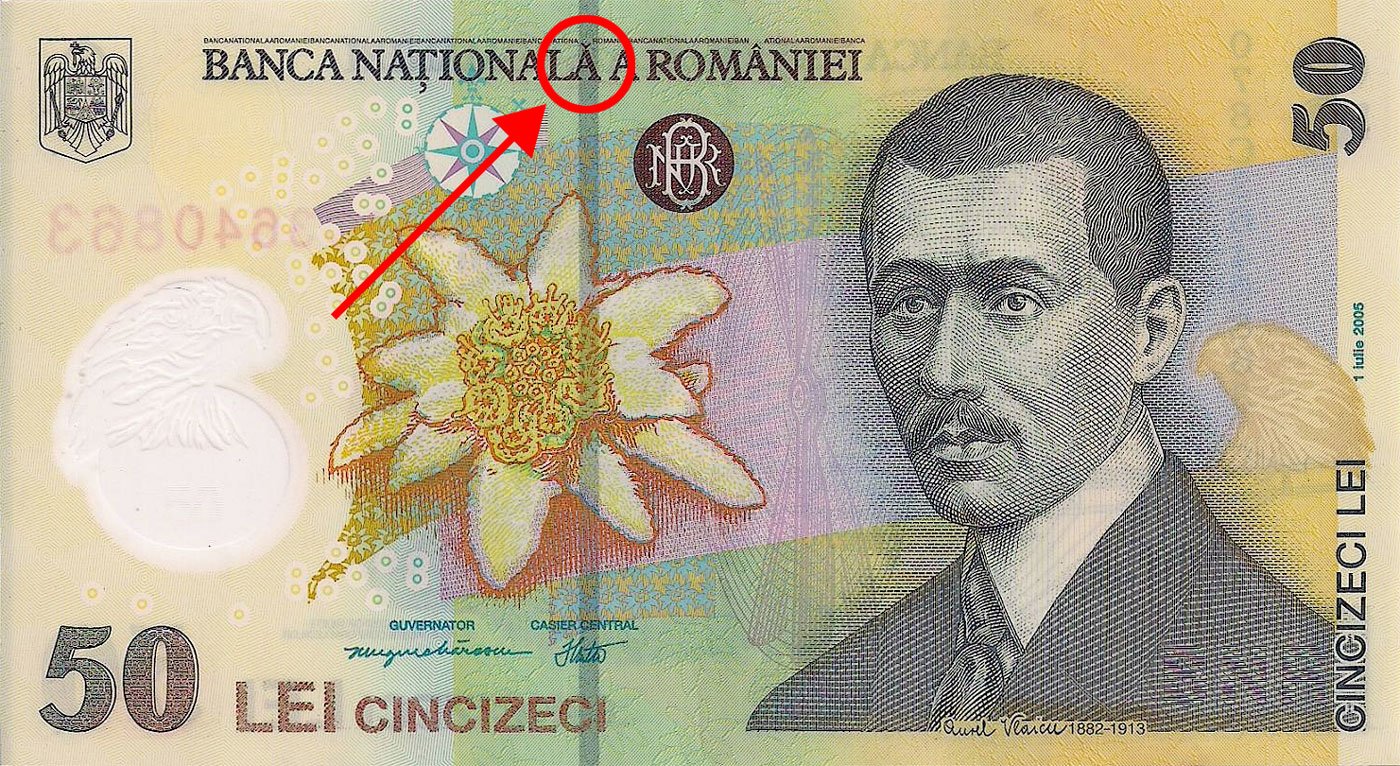 A-caron incorrectly used instead of Ă letter (A-breve) on Romanian 50 LEI banknotes. Cristian Kit Paul