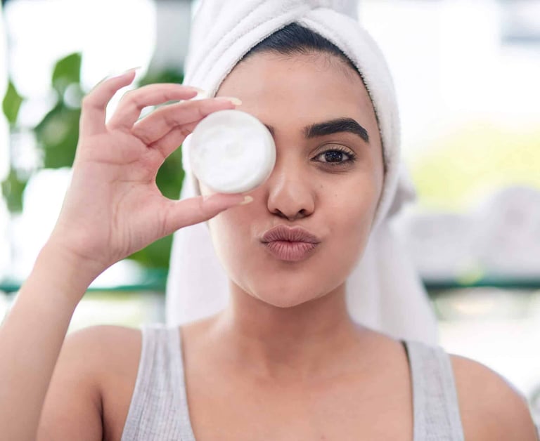 Best Eye Cream for Puffy Eyes. Moisturizing my way to flawless, glowing skin stock photo.