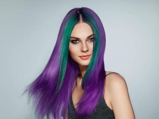 Beauty model with colorful dyed hair stock photo