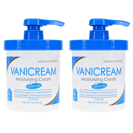 Vanicream Moisturizing Skin Cream with Pump Dispenser 1 Pound (Pack of 2)