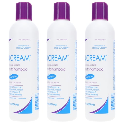 Free & Clear Medicated Anti-Dandruff Shampoo, 8 oz. 3 Pack