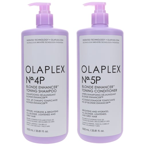 Blonde/silver top hair care bundle with olaplex