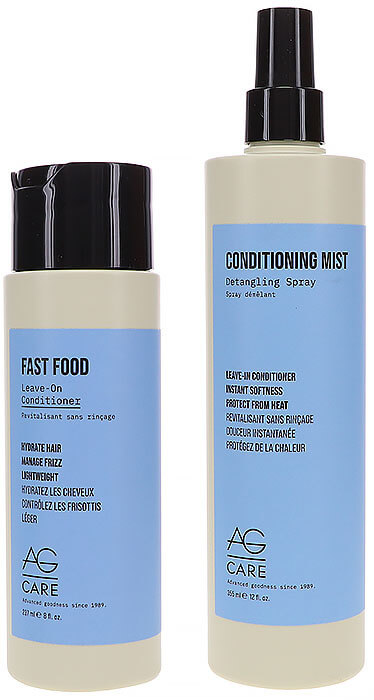 Damaged Hair AG Care Fast Food Leave-On Conditioner & Conditioning Mist Detangling Spray Combo Pack