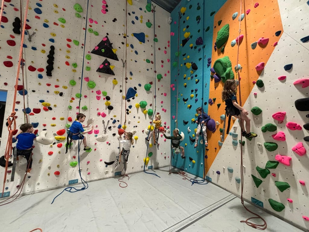 Enfants pendant un stage vacances escalade Maniak