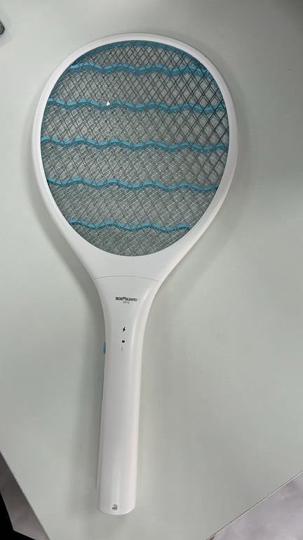 Bodyguard Anti Mosquito Racquet Rechargeable Insect Killer Bat with LED Light, White 