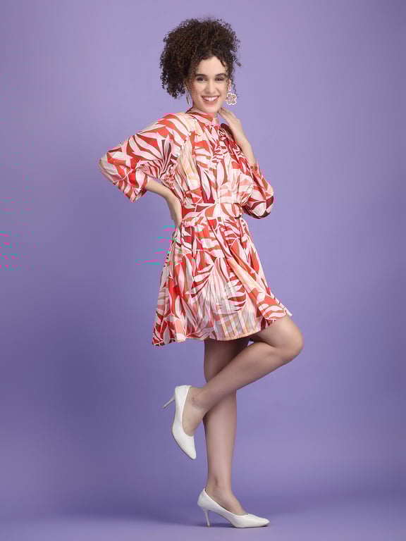 Orange Pleated Dress