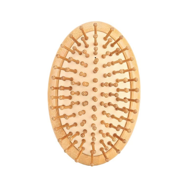 Careberry Bamboo Mini Hair Brush | Natural Scalp Massager for Hair Growth & Dandruff Removal | Gentle Bristles for Dry & Oil Massage | Eco Friendly, Lightweight & Travel Friendly for Men & Women