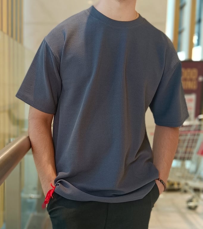 Oversized Round Next Grey T-Shirt for Men