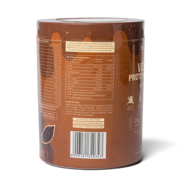 Be Odd Vegan Protein Powder 1kg (Unflavoured, Chocolate and Vanilla)