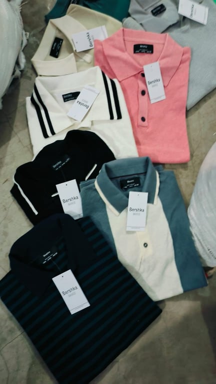 Bershka Originals Textured old money polo tshirt