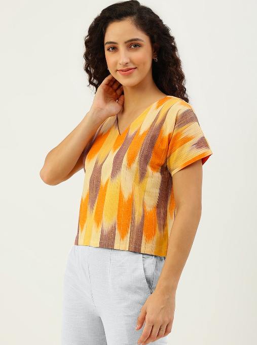 Pure Cotton Woven Ikat Top