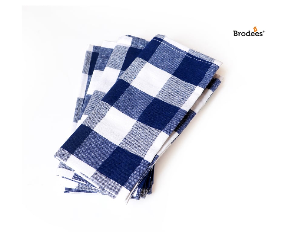 Brodees Cotton Navy Blue Check Kitchen/Table Napking Pack of 4 pcs 45*45 CM